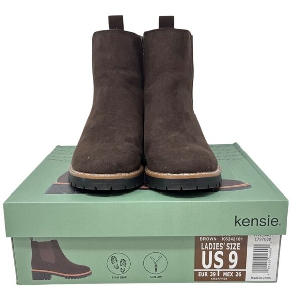 Kensie Brown Suede Women's Ankle Boots US 9 EUR 39 Side Zip Rubber Sole KS242101 - Picture 2 of 6